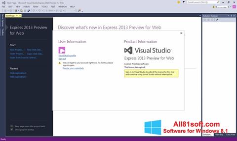 Screenshot Microsoft Visual Studio Express Windows 8.1
