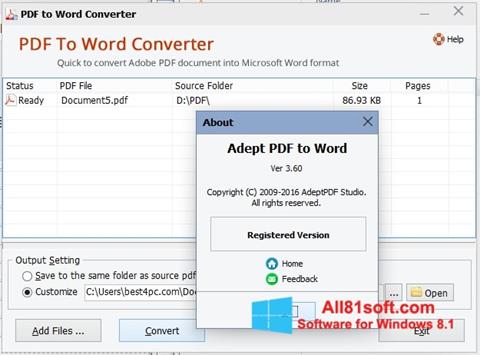 Screenshot PDF to Word Converter Windows 8.1