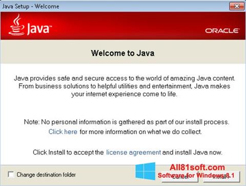 Screenshot Java Runtime Environment Windows 8.1